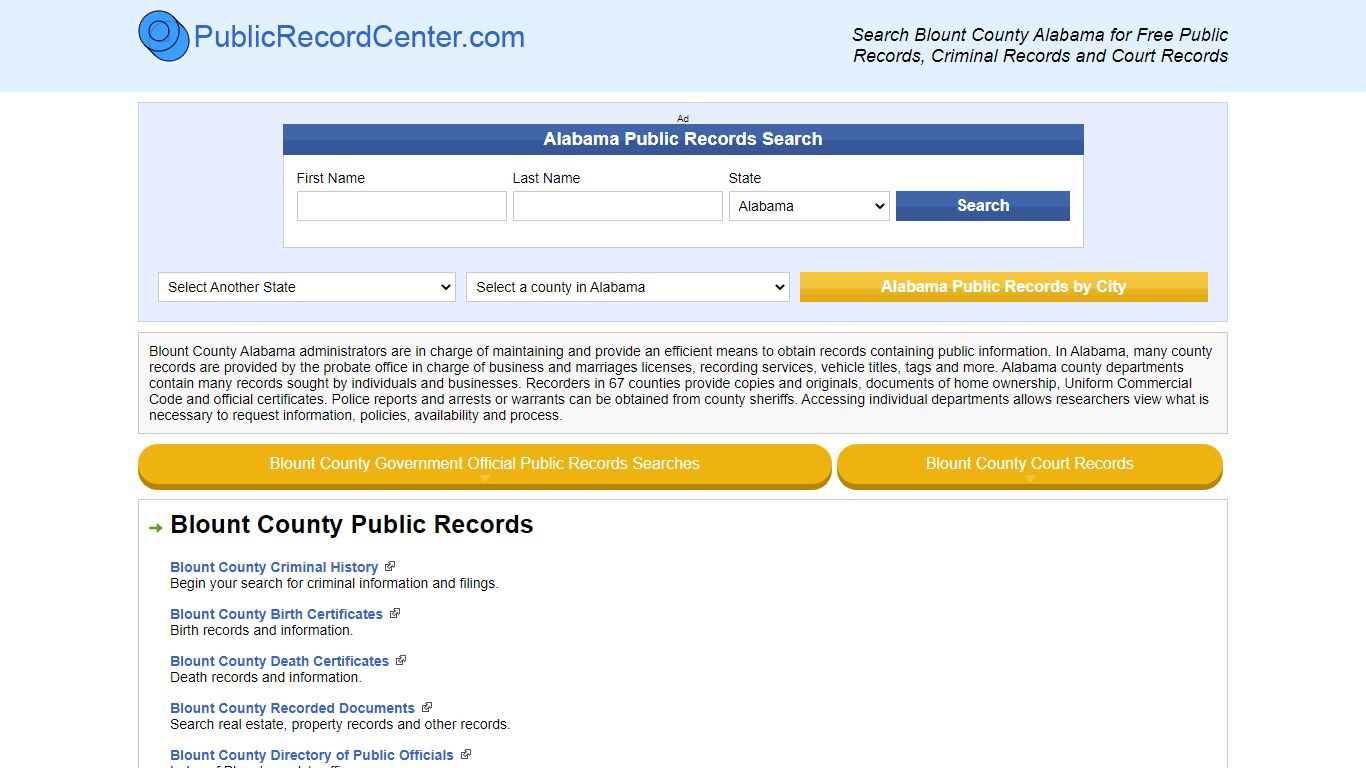 Blount County Alabama Free Public Records - Court Records ...
